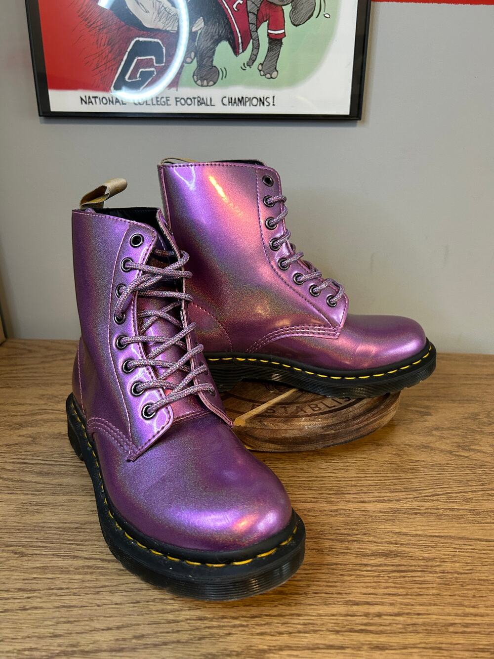 Dr Martens Purple Glittery Vegan Pascal size 7/EU 38 NWOT